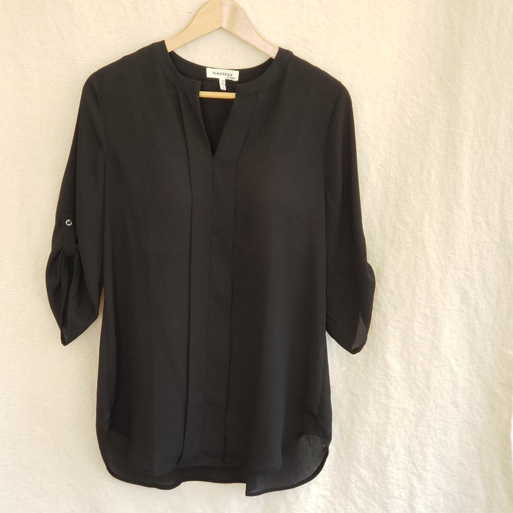 Mossimo Supply Co. Black Split-Neck Utility Blouse